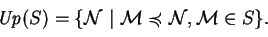 \begin{displaymath}\mathit {Up}({S})=\{ {\mathcal N} \ \vert\ {\mathcal M} \preccurlyeq {\mathcal N} , {\mathcal M} \in S\}.\end{displaymath}
